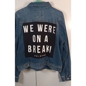 unisex upcycled denim jacket friends tv series 90s we were on a break trendy